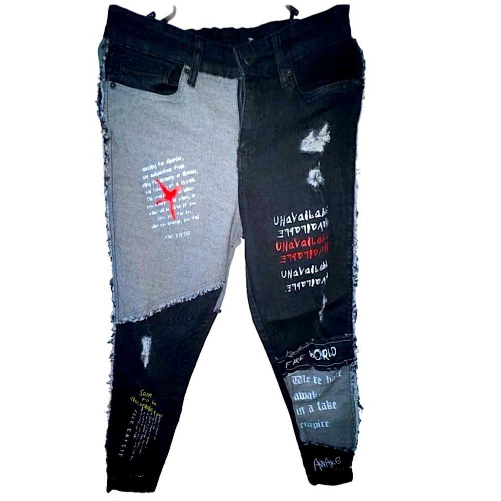 JK ATTIRE  Half Awake Graffiti Print High Waist Skinny Jeans size 12